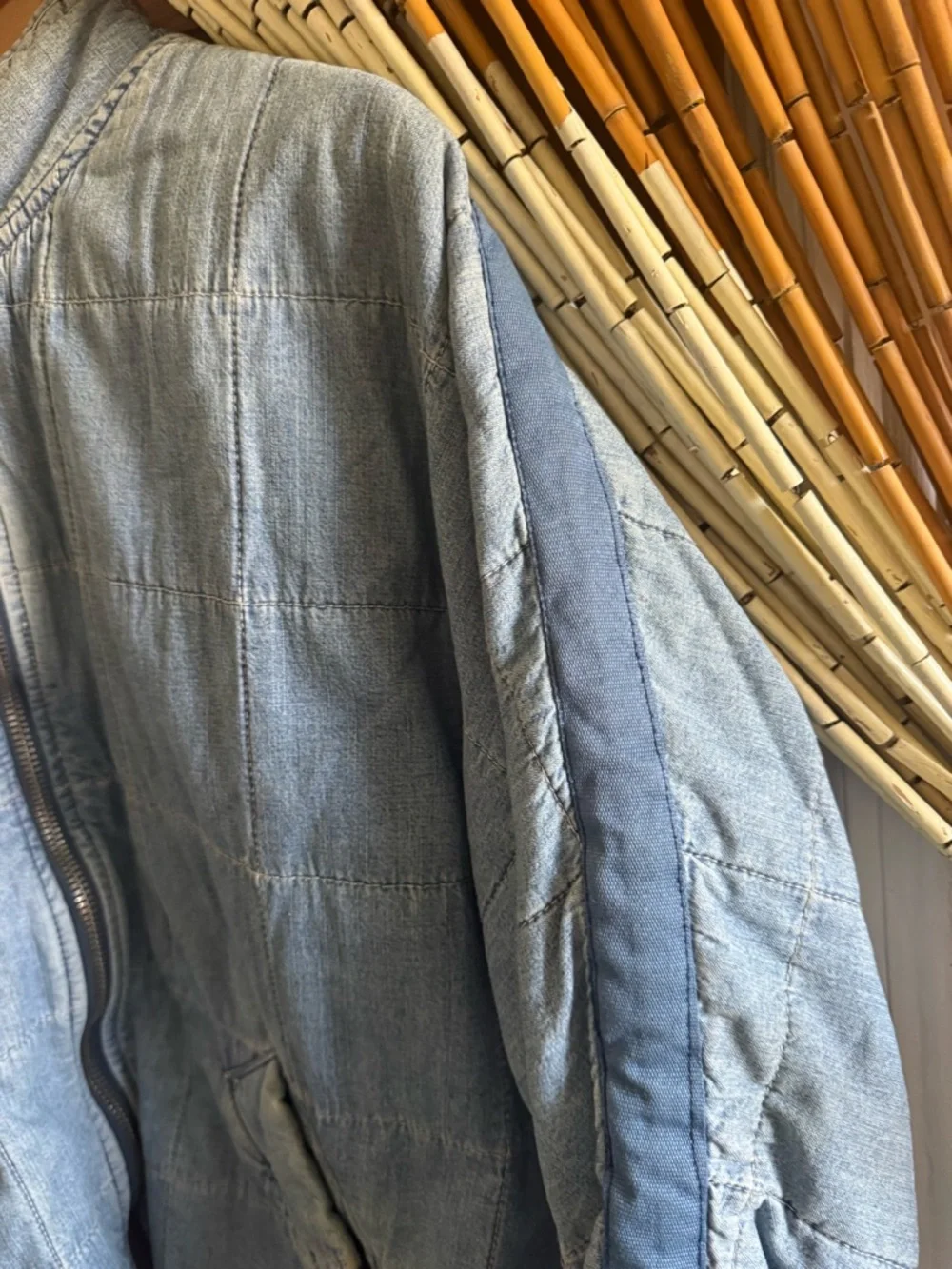 Free People Dolman Quilted Jean Jacket - Light Blue - Medium - Picture 2 of 6